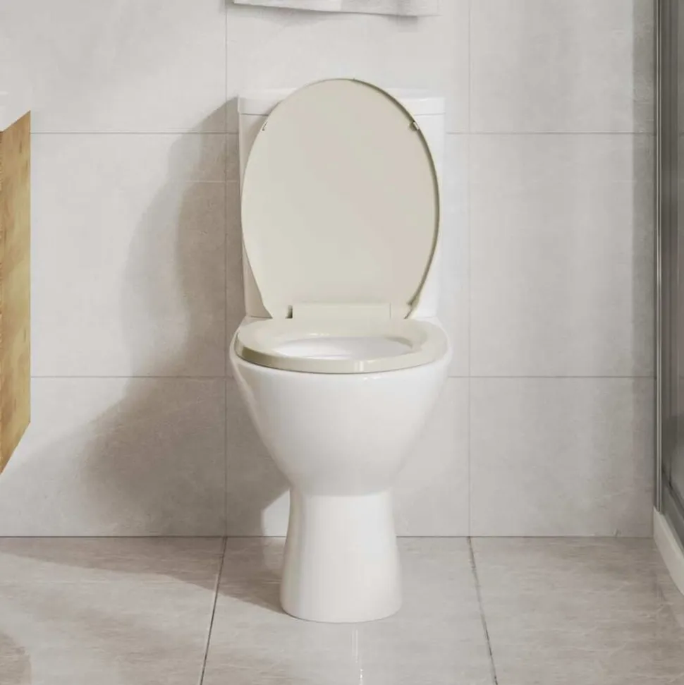 vidaXL Toiletbril soft-close ovaal abrikooskleurig