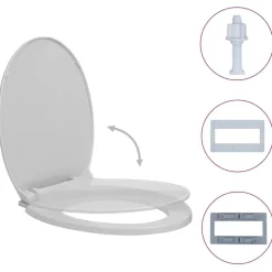vidaXL Toiletbril soft-close ovaal lichtgrijs