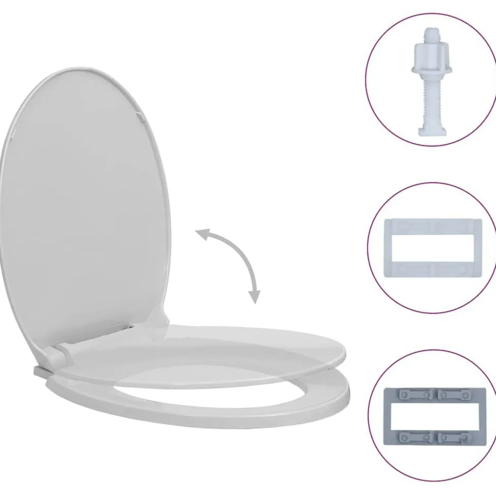 vidaXL Toiletbril soft-close ovaal lichtgrijs