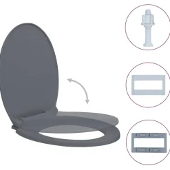 vidaXL Toiletbril soft-close ovaal grijs