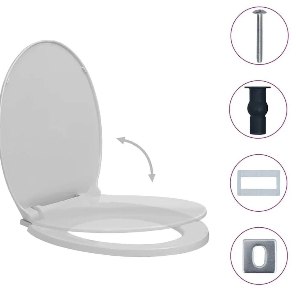 vidaXL Toiletbril soft-close en quick-release ovaal lichtgrijs