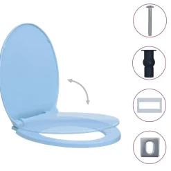 vidaXL Toiletbril soft-close en quick-release ovaal blauw