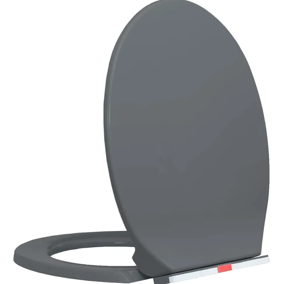 vidaXL Toiletbril soft-close en quick-release ovaal grijs