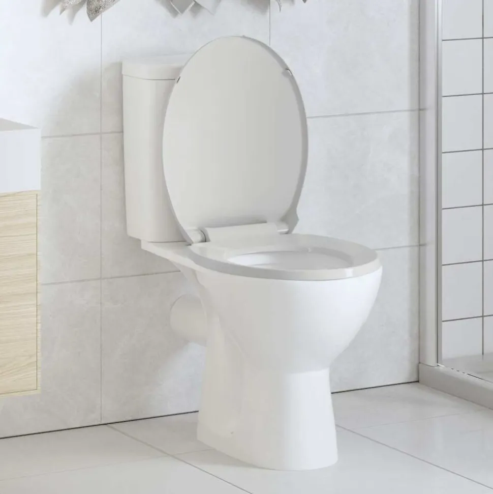 vidaXL Toiletbril soft-close ovaal wit