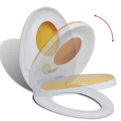 vidaXL Toiletbril voor volwassenen/kinderen soft-close wit en geel
