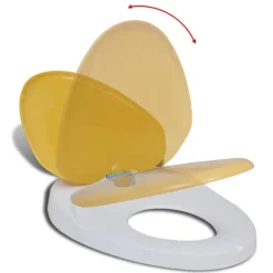 vidaXL Toiletbril voor volwassenen/kinderen soft-close wit en geel