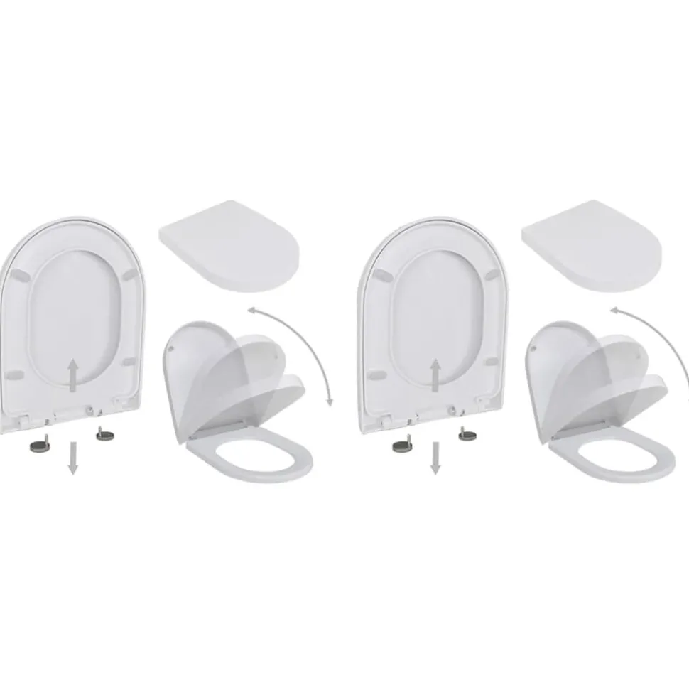 vidaXL Toiletbrillen met soft-close deksels 2 st kunststof wit