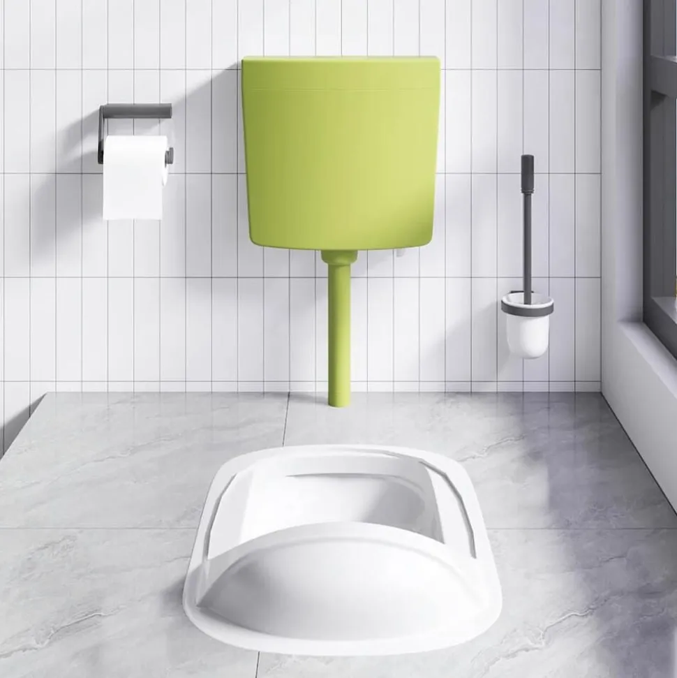 vidaXL Toiletstortbak met watertoevoer onderin 3/6 L olijfgroen