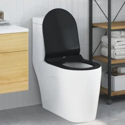 vidaXL Toiletzitting Verstelbaar Zwart 50 x 36,5 x 5 cm Polypropyleen