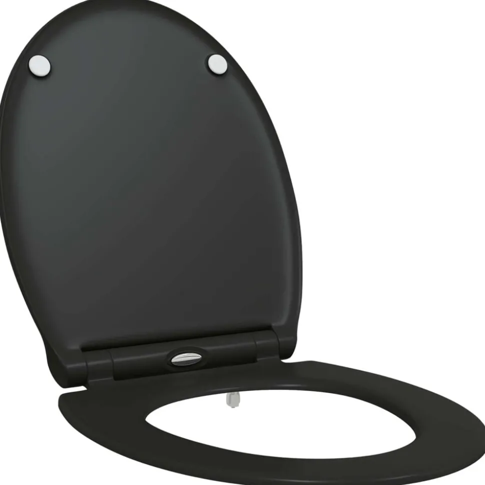 vidaXL Toiletzitting Zwart 47 x 37,5 x 3,8 cm Duroplast