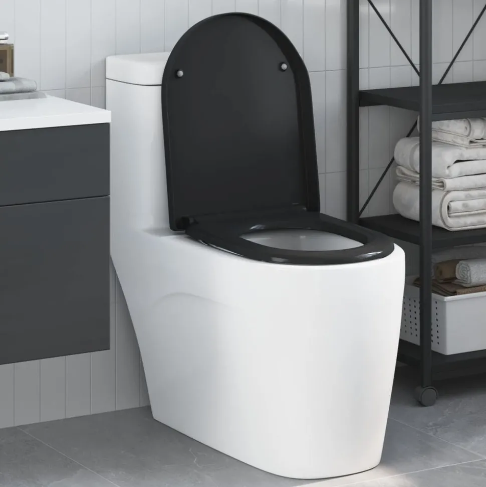 vidaXL Toiletzitting Zwart 49 x 36 x 4 cm Duroplast