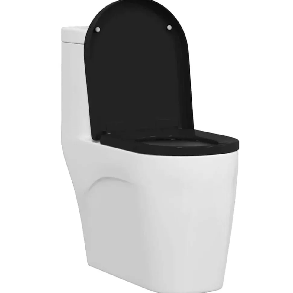 vidaXL Toiletzitting Zwart 48 x 36,5 x 4,5 cm Polypropyleen