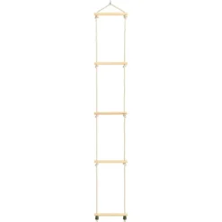 vidaXL Touwladder 30x168 cm massief hout en PE