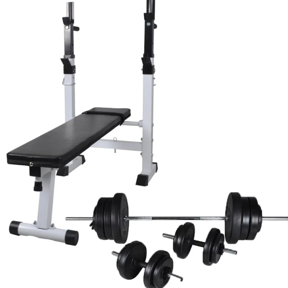 vidaXL Trainingsbank met gewichtenrek en halterset 60,5 kg
