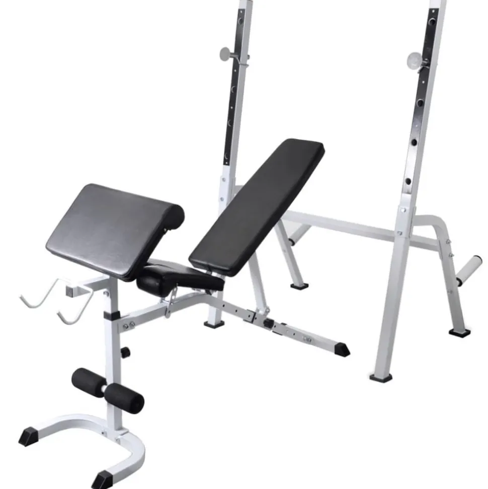 vidaXL Trainingsbank met gewichtenrek en halterset 120 kg