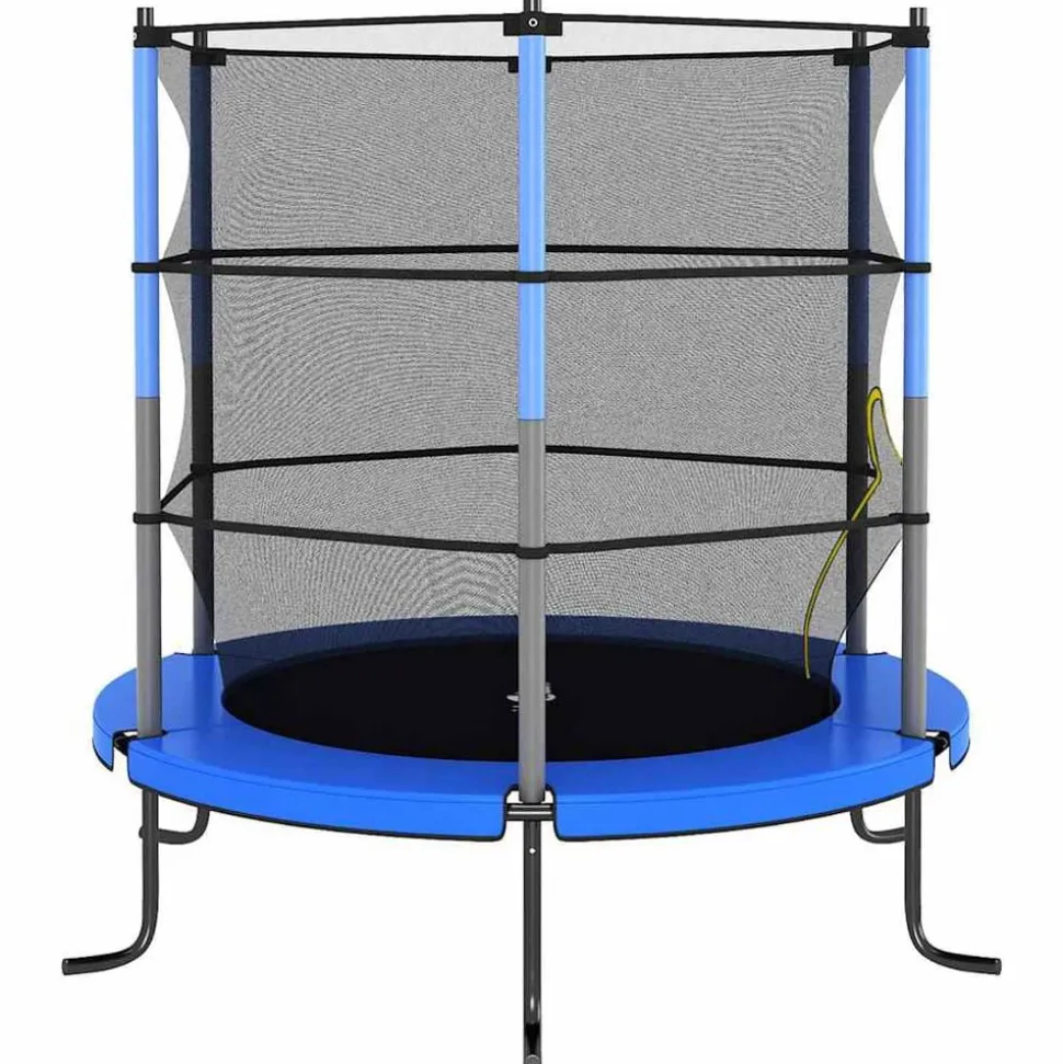 vidaXL Trampoline met veiligheidsnet rond 140x160 cm blauw