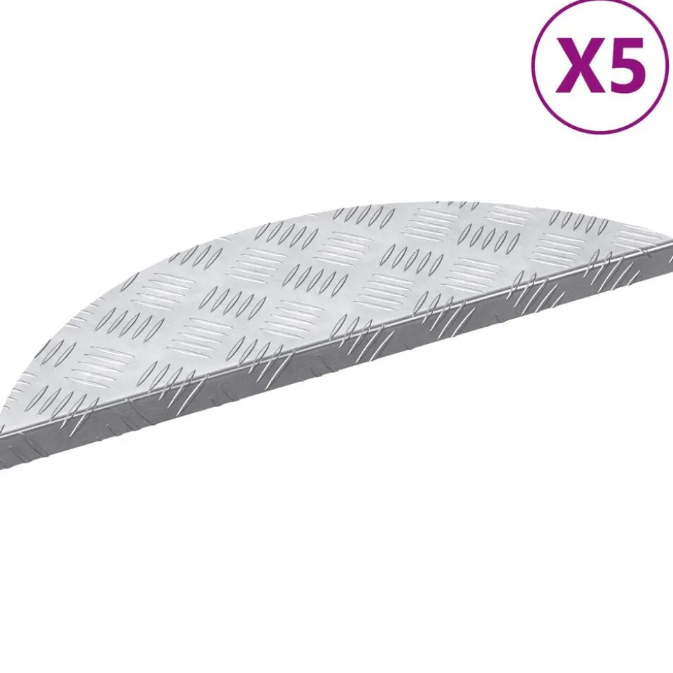 vidaXL Trap Tread 5 pcs Zilver 60 x 18 x 2,5 cm Aluminium