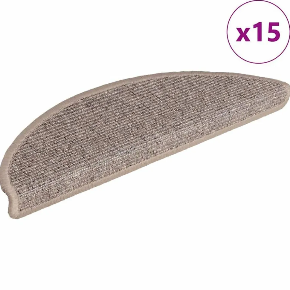 vidaXL Trapmatten 15 st 56x17x3 cm Donkerbeige Halfrond