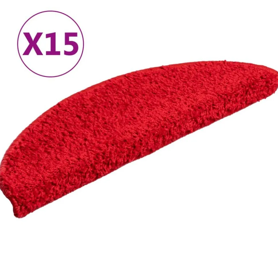 vidaXL Trapmatten 15 st 56x17x3 cm Rood Halfrond