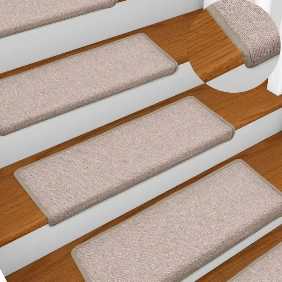 vidaXL Trapmatten 15 st 65x21x4 cm Taupe Rechthoekige Rand