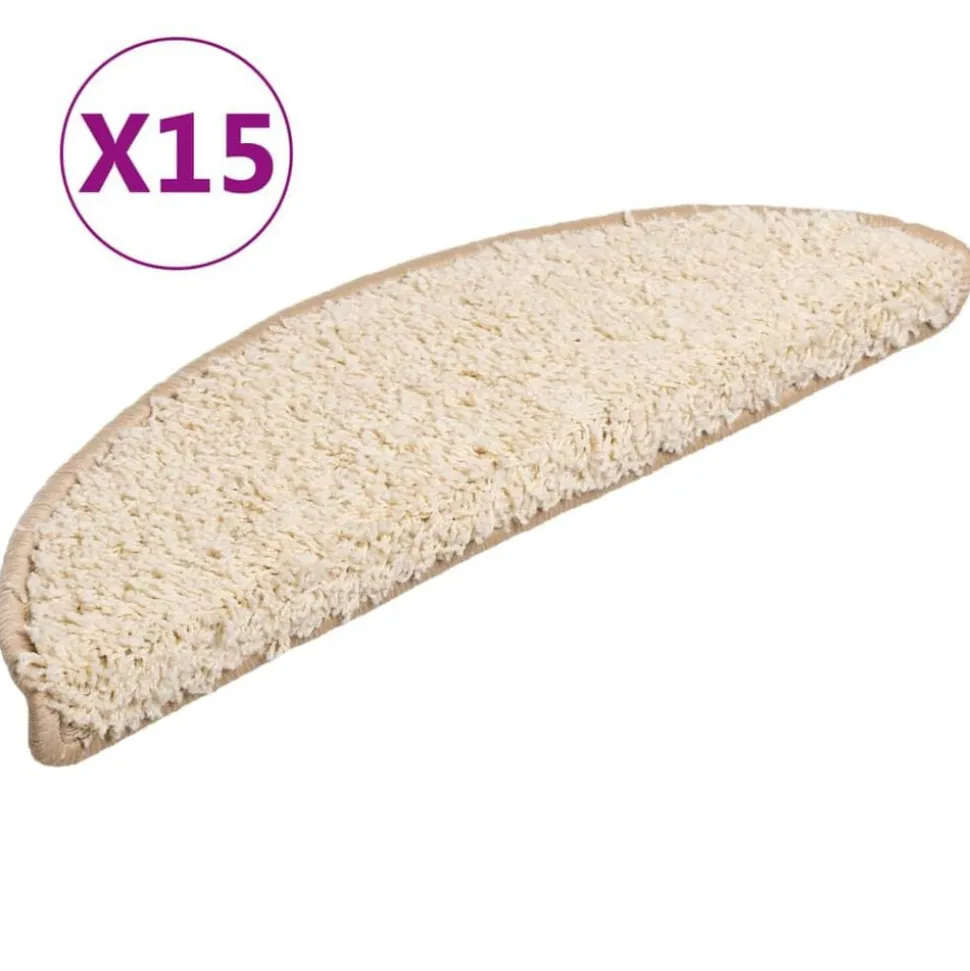vidaXL Trapmatten 15 st 56x17x3 cm Crème Halfrond