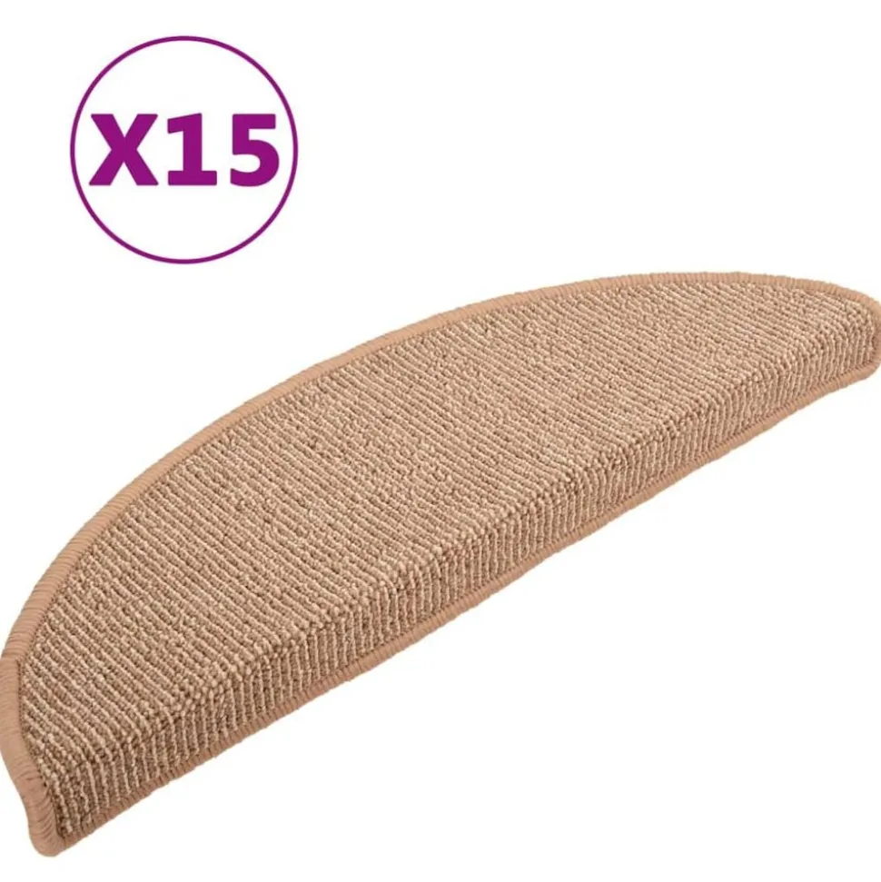 vidaXL Trapmatten 15 st 56x17x3 cm lichtbruin halfrond