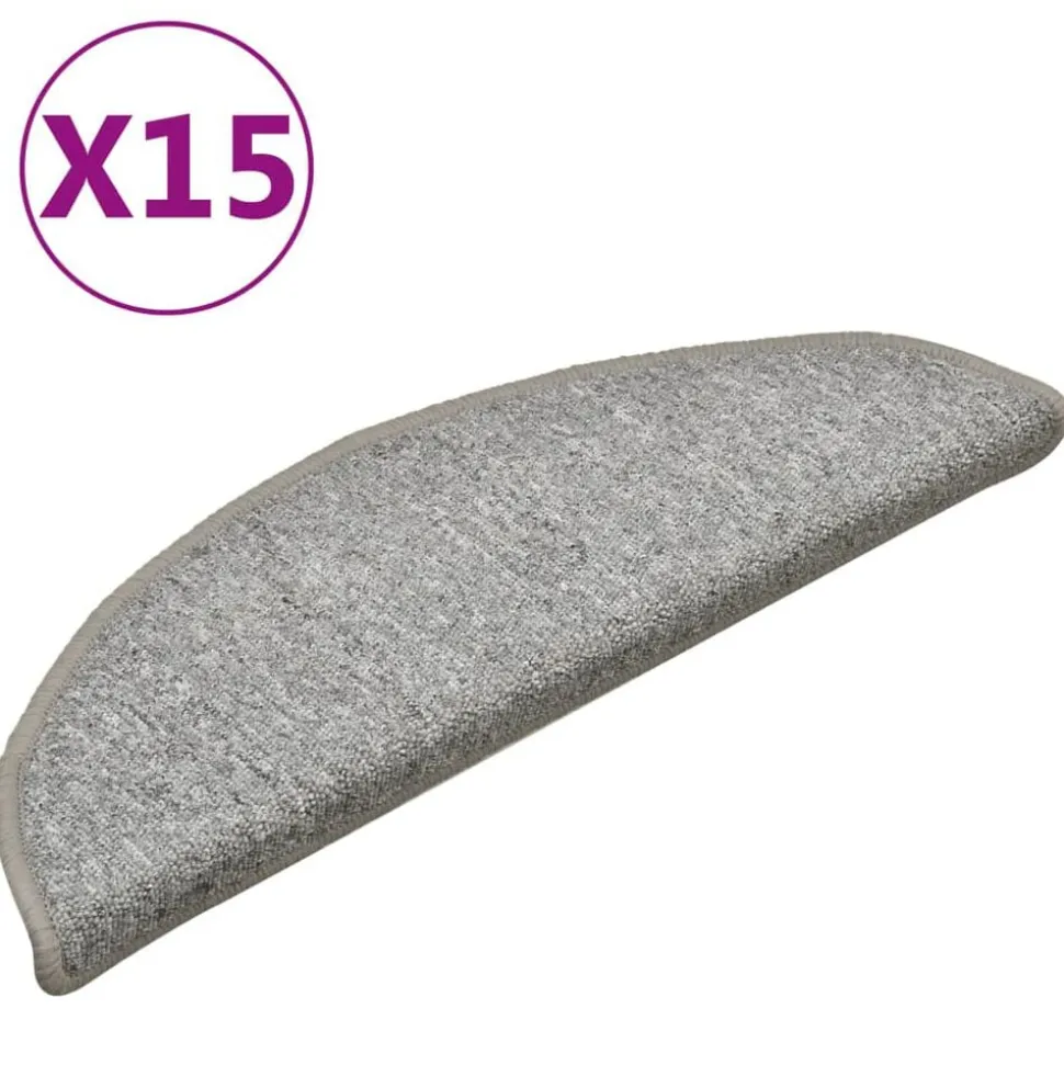 vidaXL Trapmatten 15 st 56x17x3 cm lichtgrijs halfrond