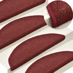 vidaXL Trapmatten 15 st 56x17x3 cm Bordeaux Halfrond