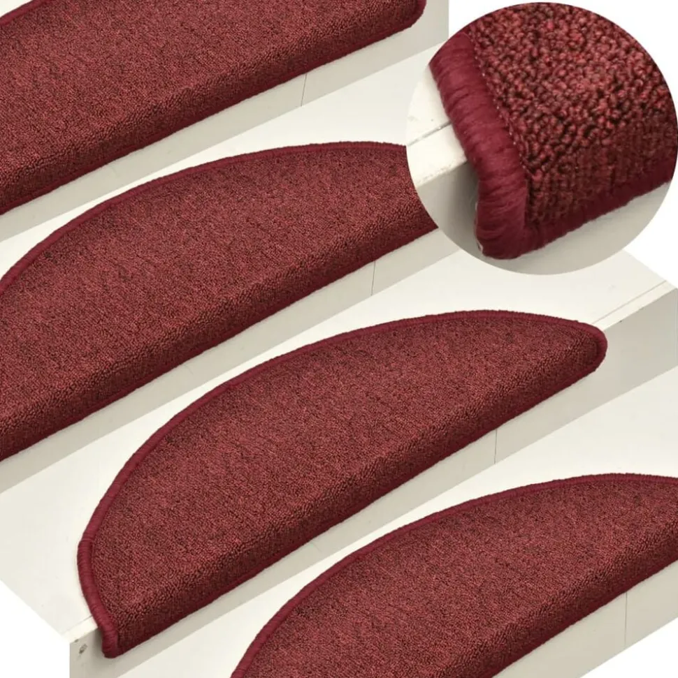 vidaXL Trapmatten 15 st 56x17x3 cm Bordeaux Halfrond