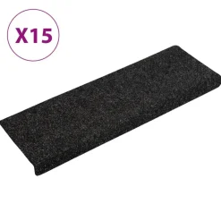 vidaXL Trapmatten Zelfklevend 15 stuks 65x21x4 cm Zwart Rechthoekige Rand