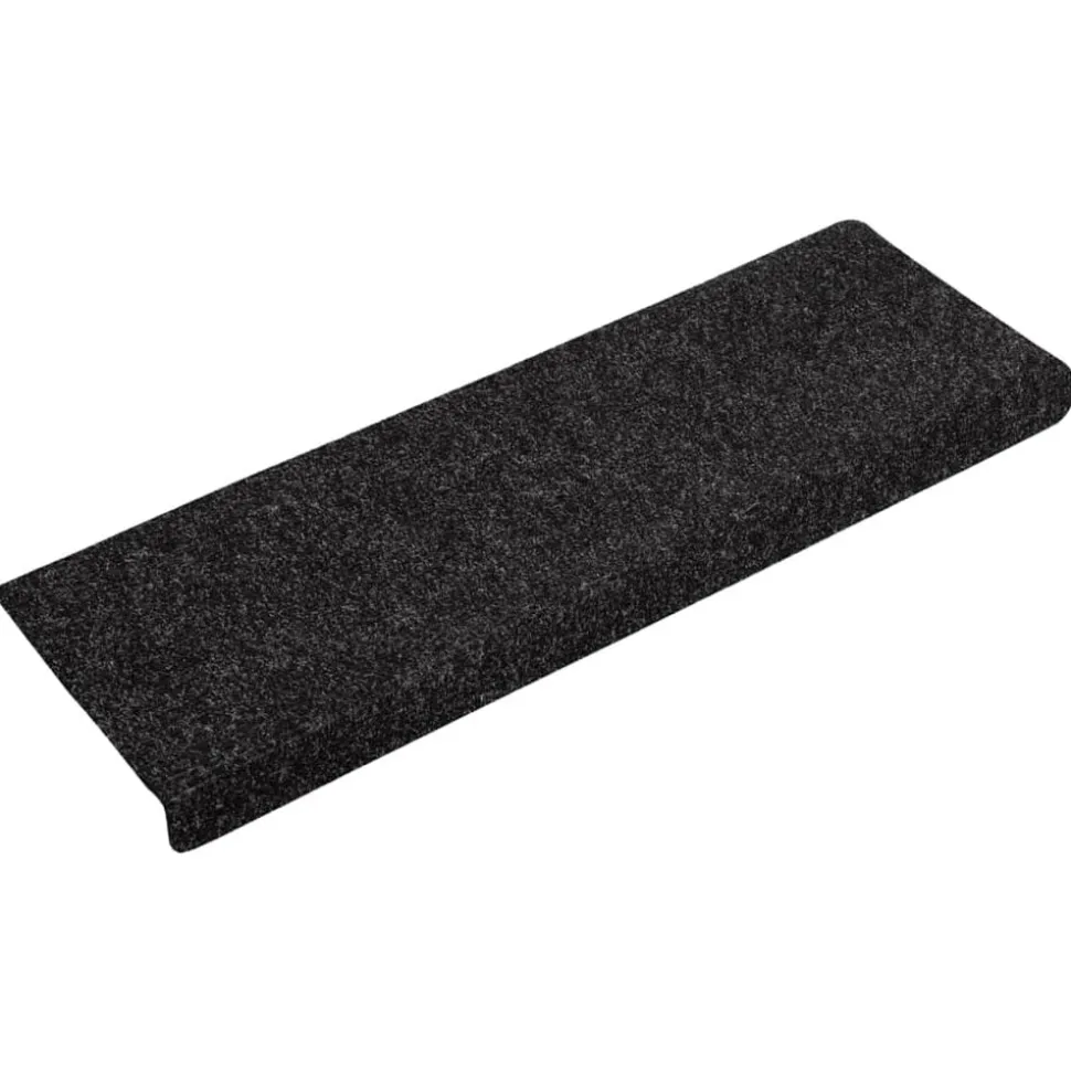 vidaXL Trapmatten Zelfklevend 15 stuks 65x21x4 cm Zwart Rechthoekige Rand