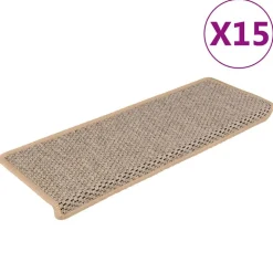 vidaXL Trapmatten zelfklevend 15 st sisal-look 65x21x4 cm lichtbeige