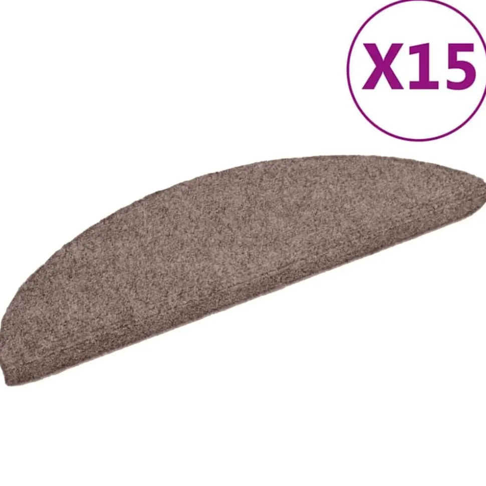 vidaXL Trapmatten zelfklevend 15 stuks 56x17x3 cm lichtbruin halfrond