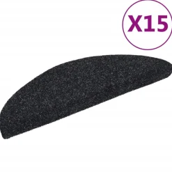 vidaXL Trapmatten Zelfklevend 15 stuks 56x17x3 cm Zwart Halfrond