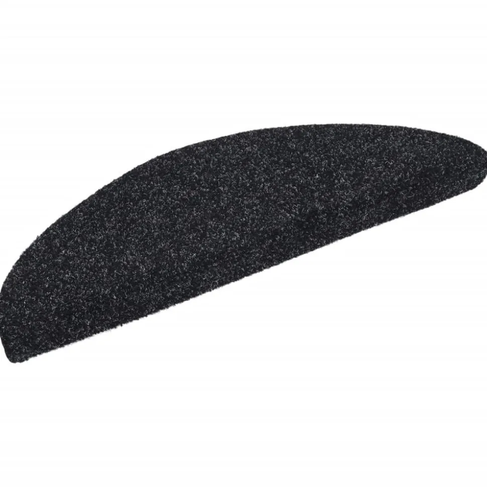 vidaXL Trapmatten Zelfklevend 15 stuks 56x17x3 cm Zwart Halfrond