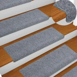 vidaXL Trapmatten zelfklevend 15 stuks 65x21x4 cm lichtgrijs met rechthoekige rand