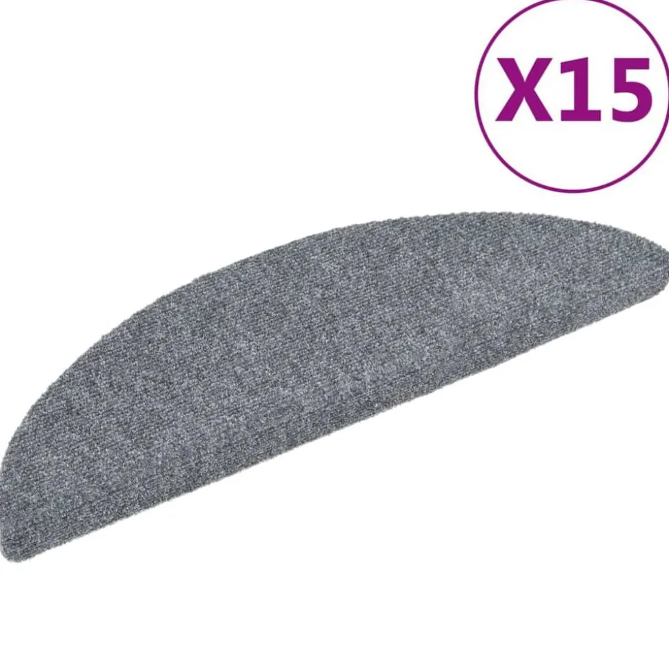 vidaXL Trapmatten Zelfklevend 15 stuks 56x17x3 cm Lichtgrijs Halfrond