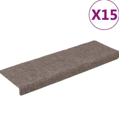 vidaXL Trapmatten zelfklevend 15 stuks 65x21x4 cm beige rechthoekige rand
