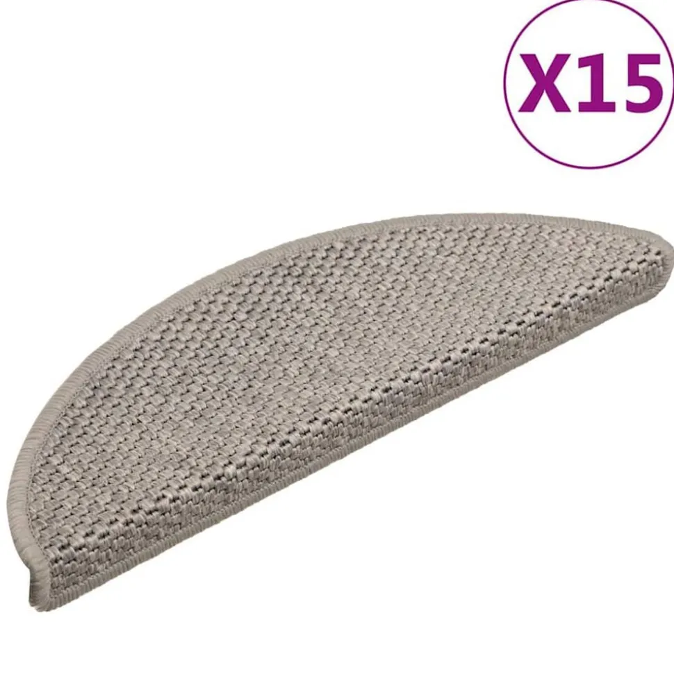 vidaXL Trapmatten zelfklevend 15 st sisal-look 56x17x3cm zilverkleurig