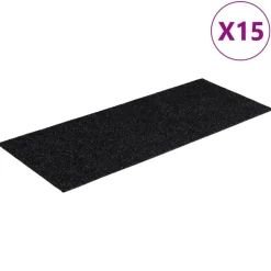 vidaXL Trapmatten Zelfklevend 15 stuks 60x25 cm Zwart Rechthoekig