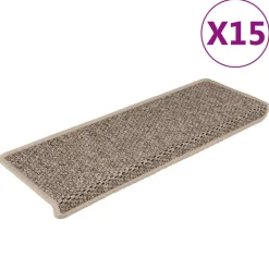 vidaXL Trapmatten zelfklevend 15 st sisal-look 65x21x4 cm donkerbeige