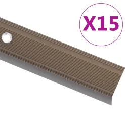 vidaXL Trapneuzen L-vormig 15 st 90 cm aluminium bruin