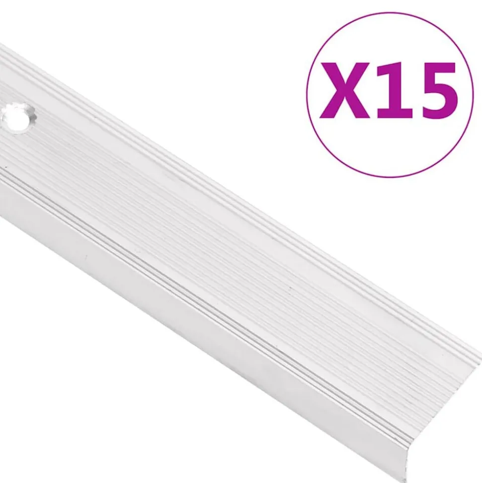 vidaXL Trapneuzen L-vormig 15 st 90 cm aluminium zilverkleurig