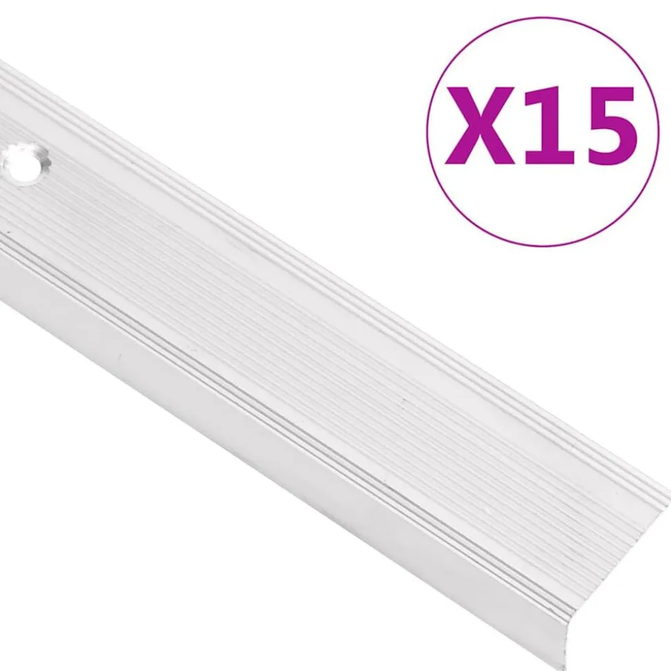 vidaXL Trapneuzen L-vormig 15 st 90 cm aluminium zilverkleurig