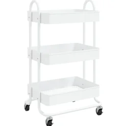 vidaXL Trolley 3-laags 43x34x79 cm staal wit