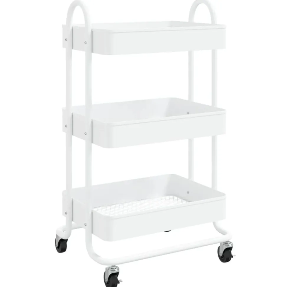 vidaXL Trolley 3-laags 43x34x79 cm staal wit