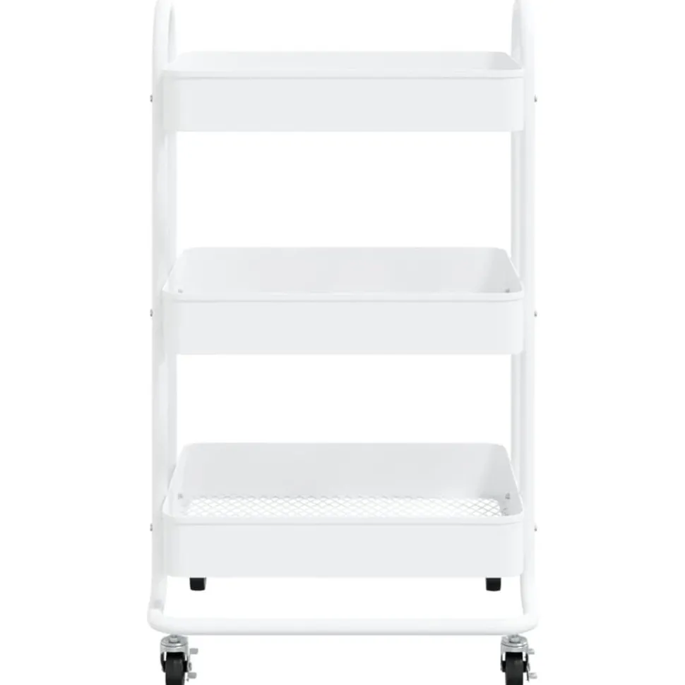 vidaXL Trolley 3-laags 43x34x79 cm staal wit