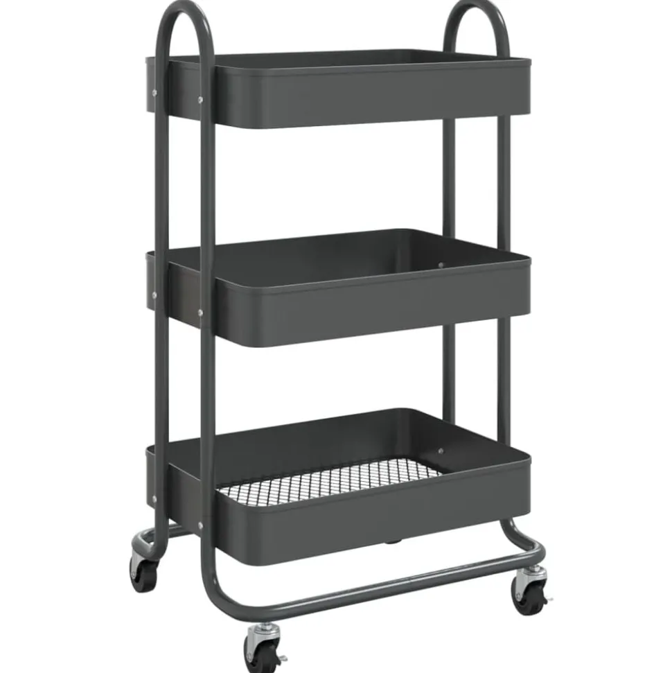 vidaXL Trolley 3-laags 43x34x79 cm staal antracietkleurig