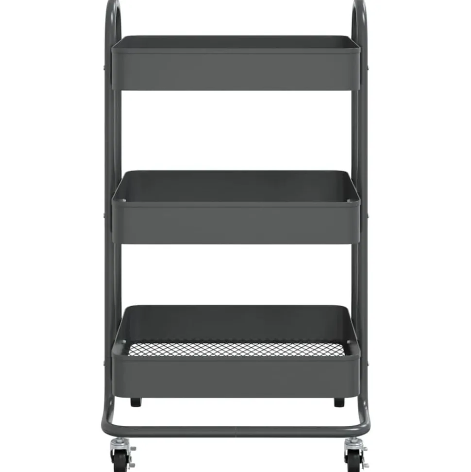 vidaXL Trolley 3-laags 43x34x79 cm staal antracietkleurig