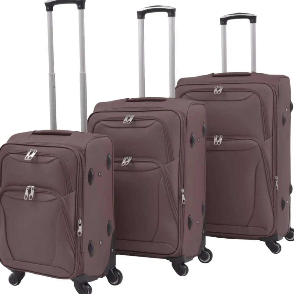 vidaXL Trolleyset koffiebruin 3-delig